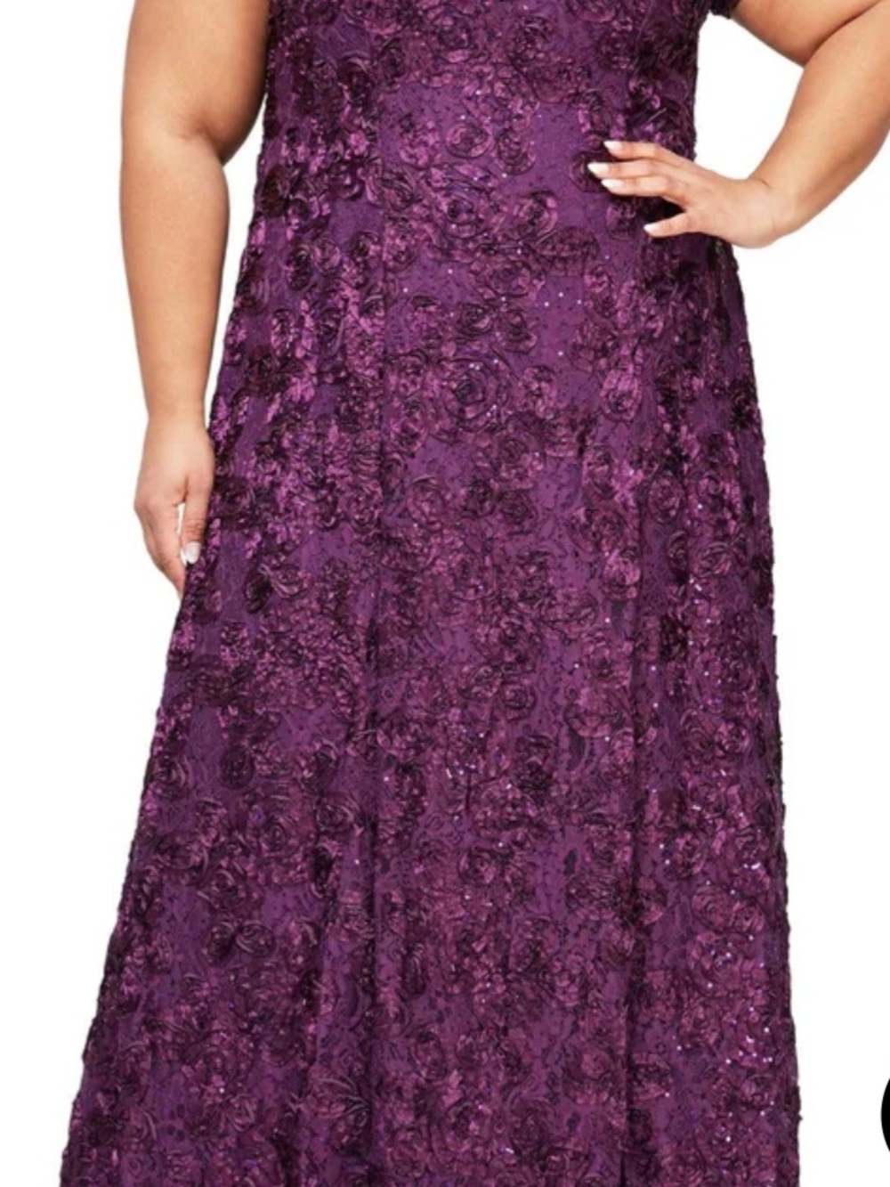 Alex Evenings Plum Embellished Maxi Dress